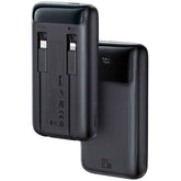 Mcdodo Mc 0241 Power Bank 10000mah 22.5w Super Fast Charging With Build In Type C & Lightning Cable Smart Lcd Digital Display Black